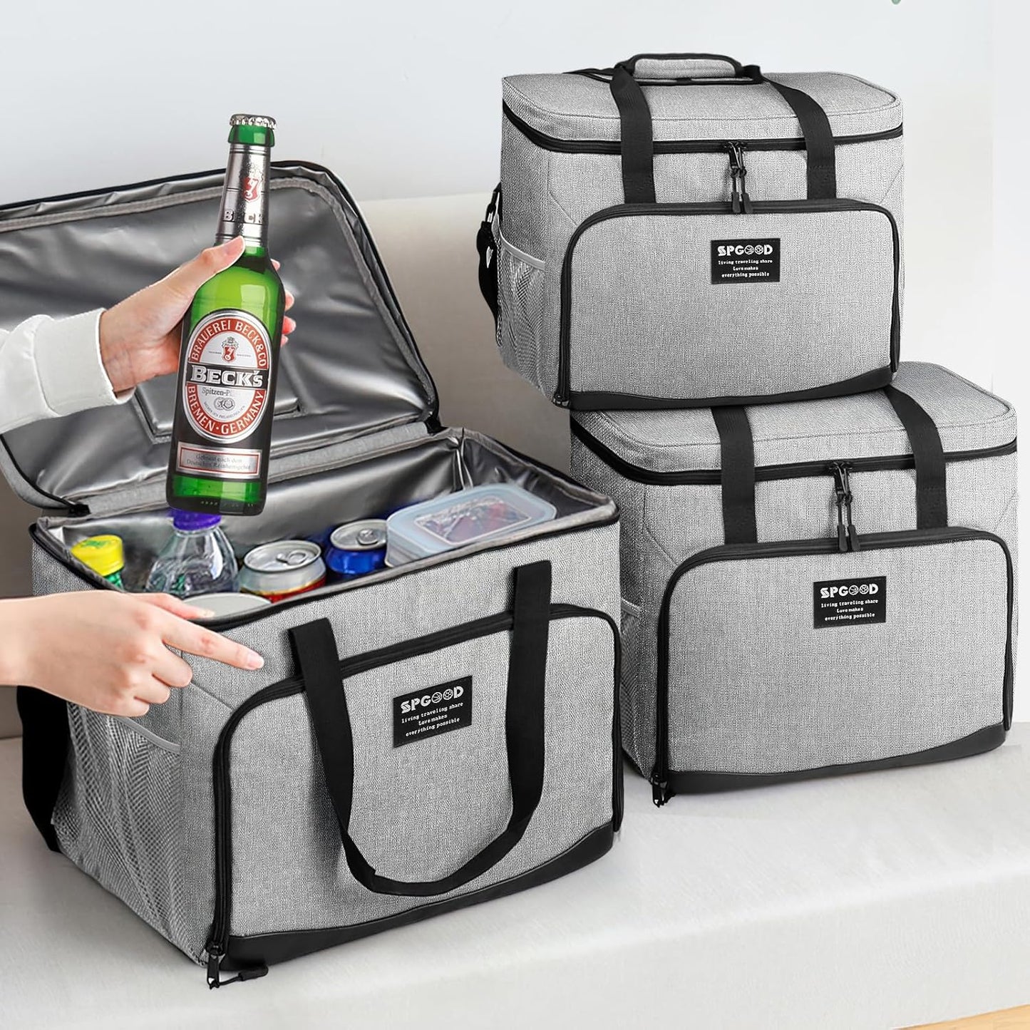 Faltbarer Thermo-Picknicktasche, Grau 30L