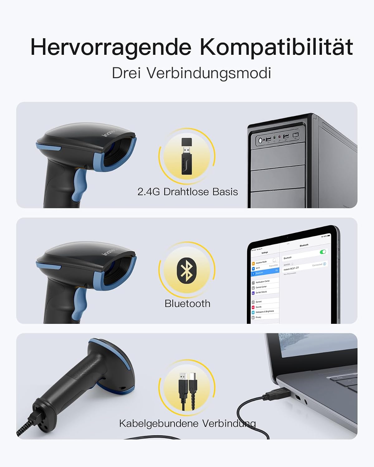 BCST-23 1D/2D Barcode-Scanner mit Bluetooth, 2D Blau