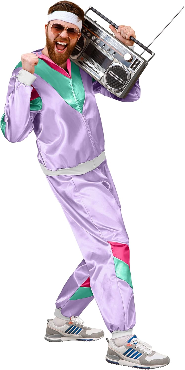 Retro Trainingsanzug, S Lila I Grün I Pink