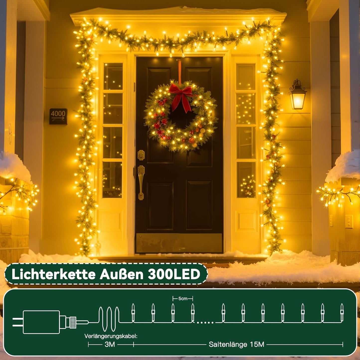 LED-Lichterkette mit Timer (300 LEDs), 300 LED
