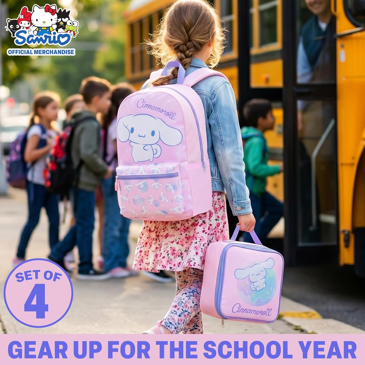 Kinderrucksack-Set mit Trinkflasche & Lunchtasche, Multi Cinnamoroll