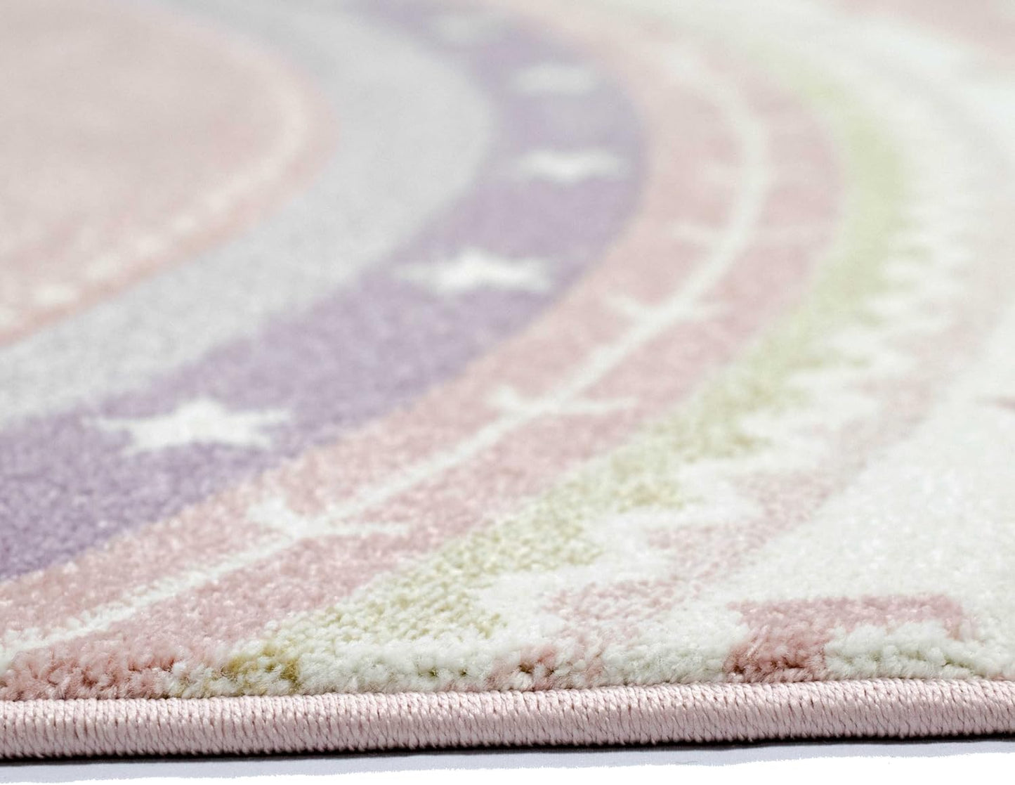Runder Kinderteppich, 120 cm Rund Creme Rosa