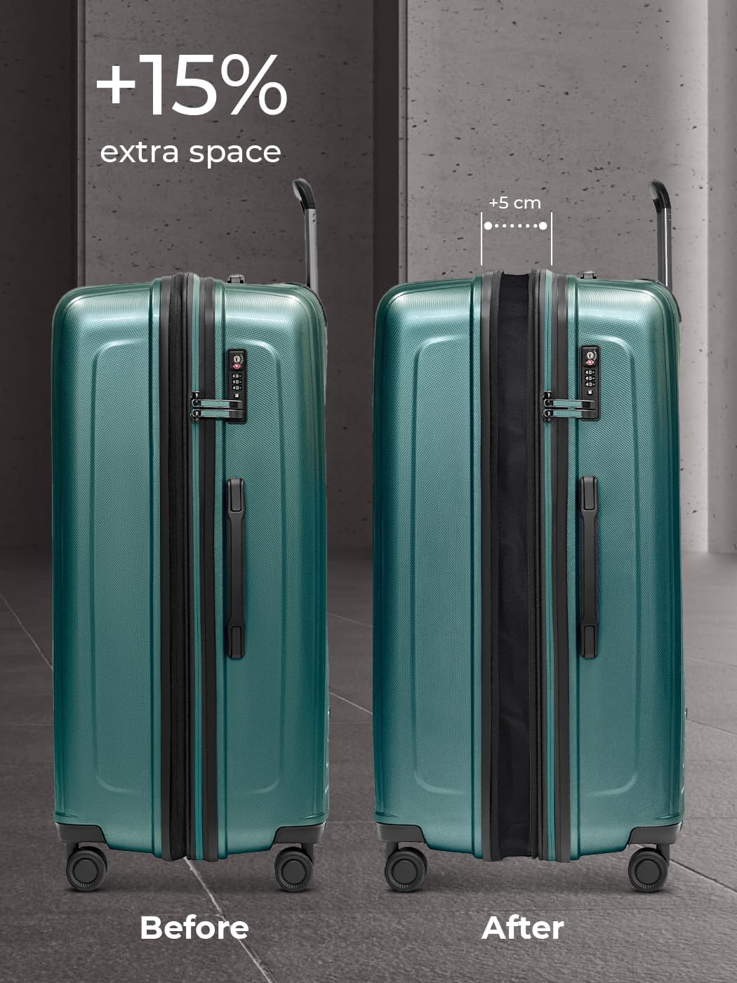 Hartschalen-Trolley Essentials 14, Pearl-green Metallic Trolley L+ (77 cm) erweiterbar