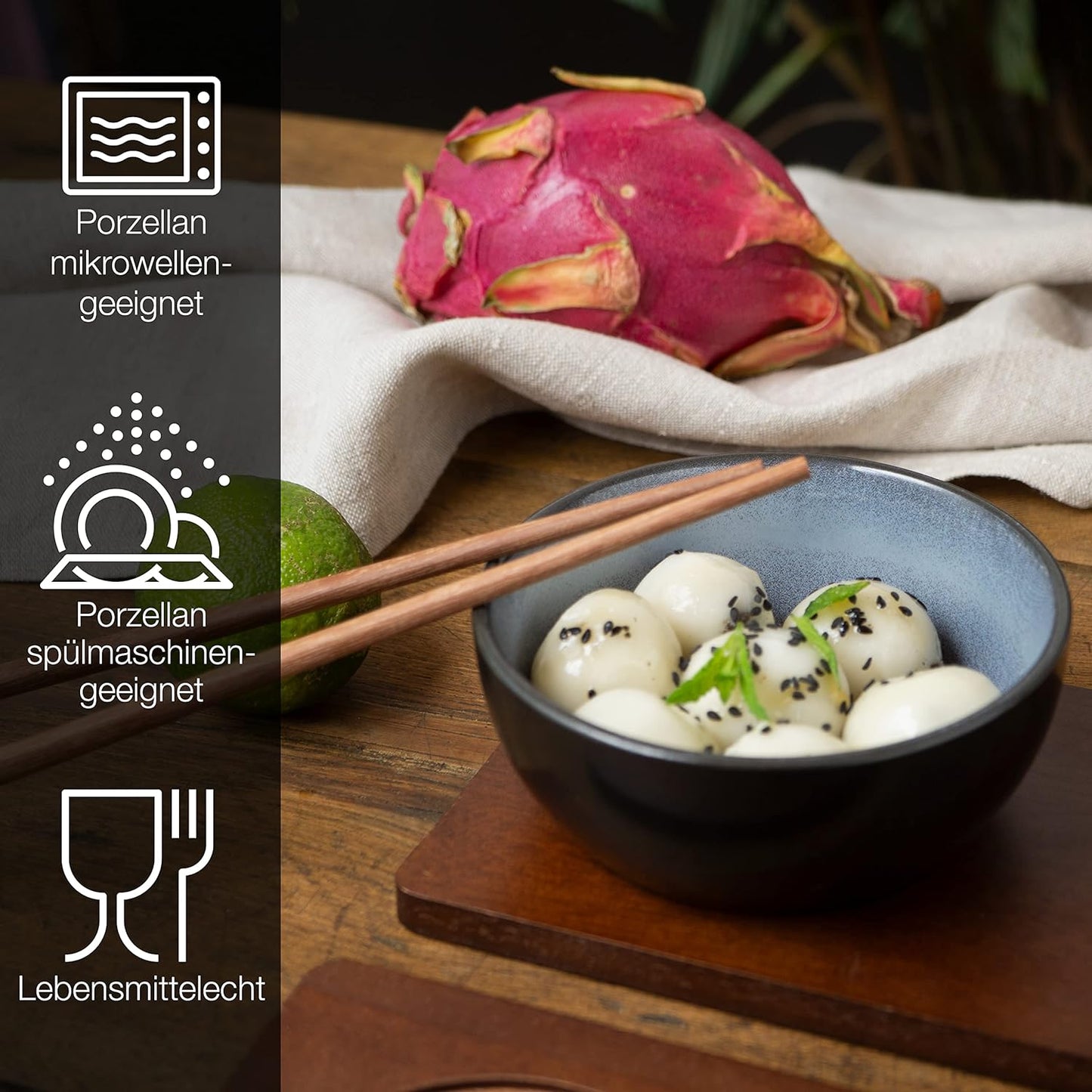 VIDA Miso Schüssel Set, 4x Grosse Dip-Schälchen