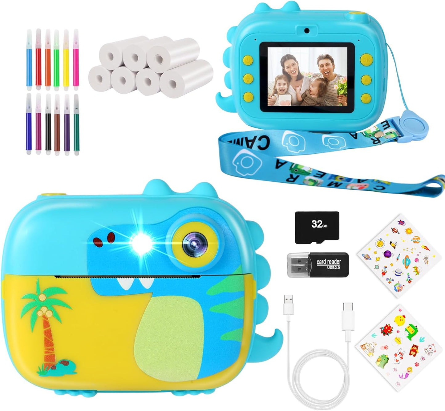 Sofortbildkamera für Kinder mit HD Videoaufnahme, Blue