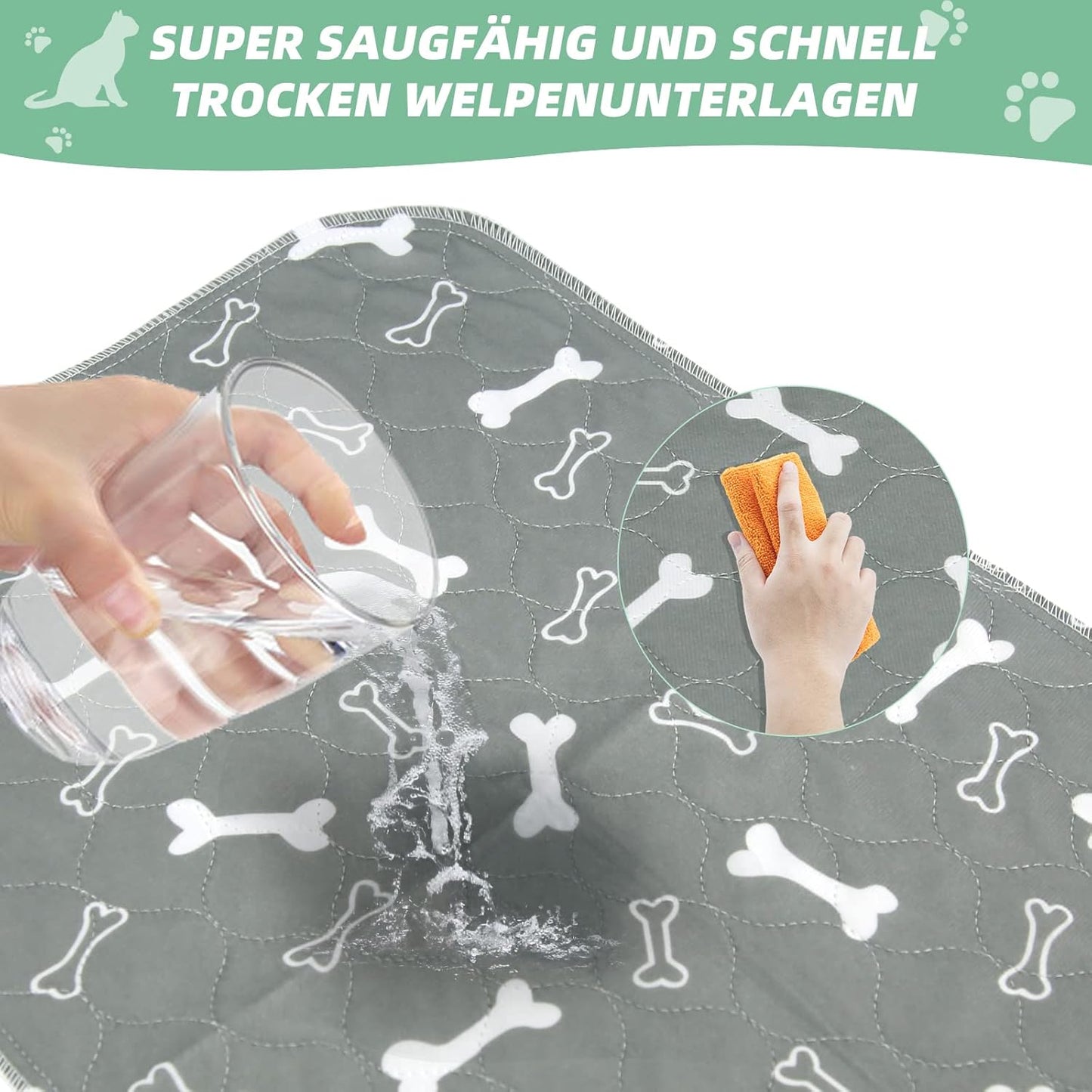 2er-Pack waschbare Haustier-Urinunterlage, 90x80 cm 2 Stück