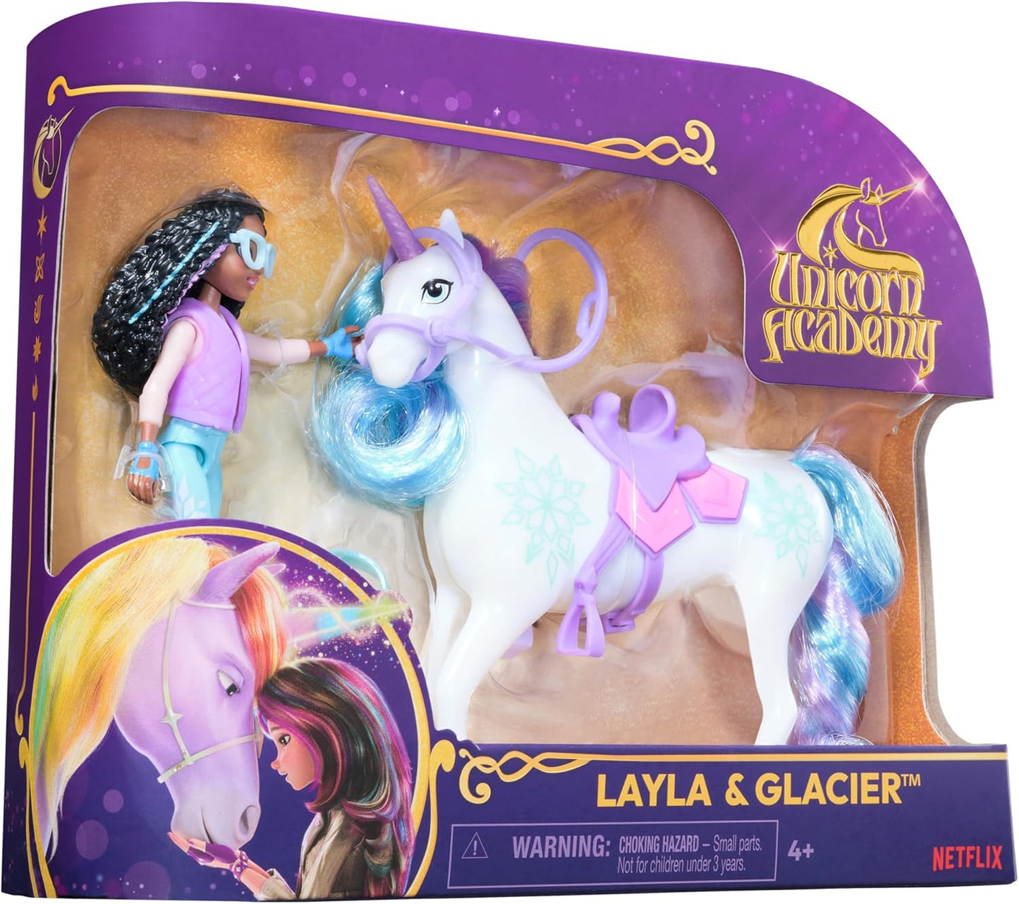 Einhorn-Spielset Layla & Glacier (12 cm, Rollenspiel), Layla und Einhorn Glacier