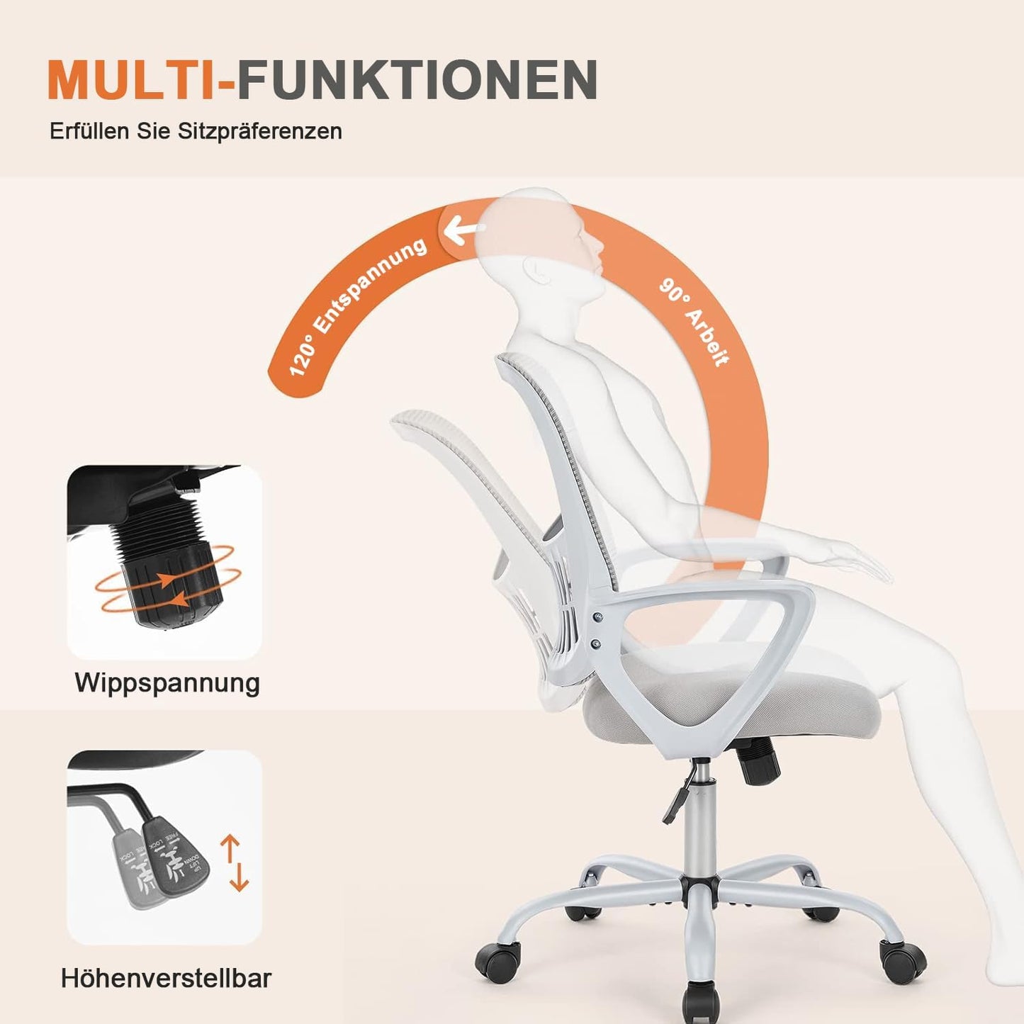 Ergonomischer Bürostuhl, Grau