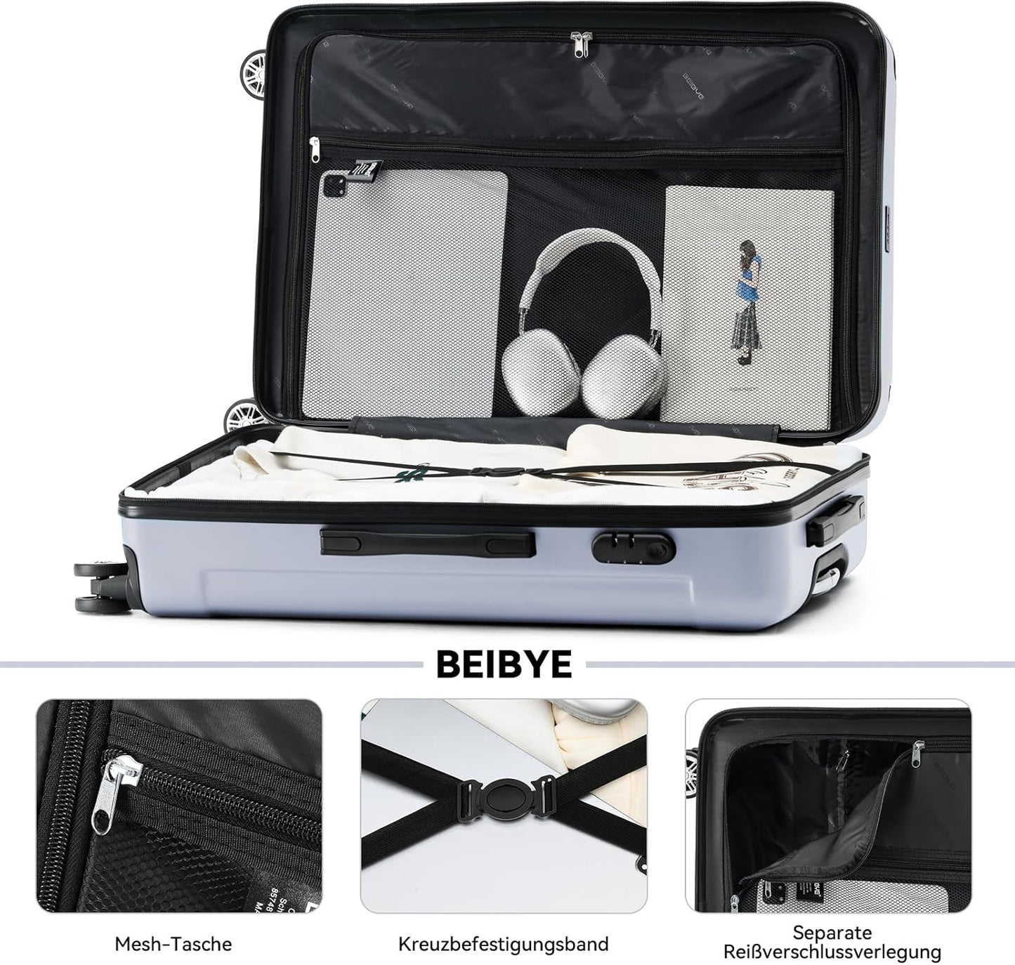 3-teiliges Hartschalen-Kofferset, Silber Set