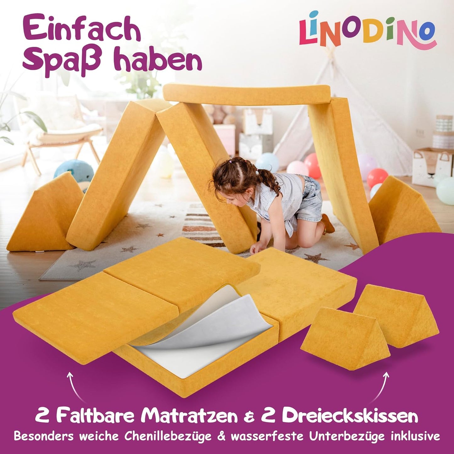 Spielsofa für Kinder, Bienenwaben Gelb
