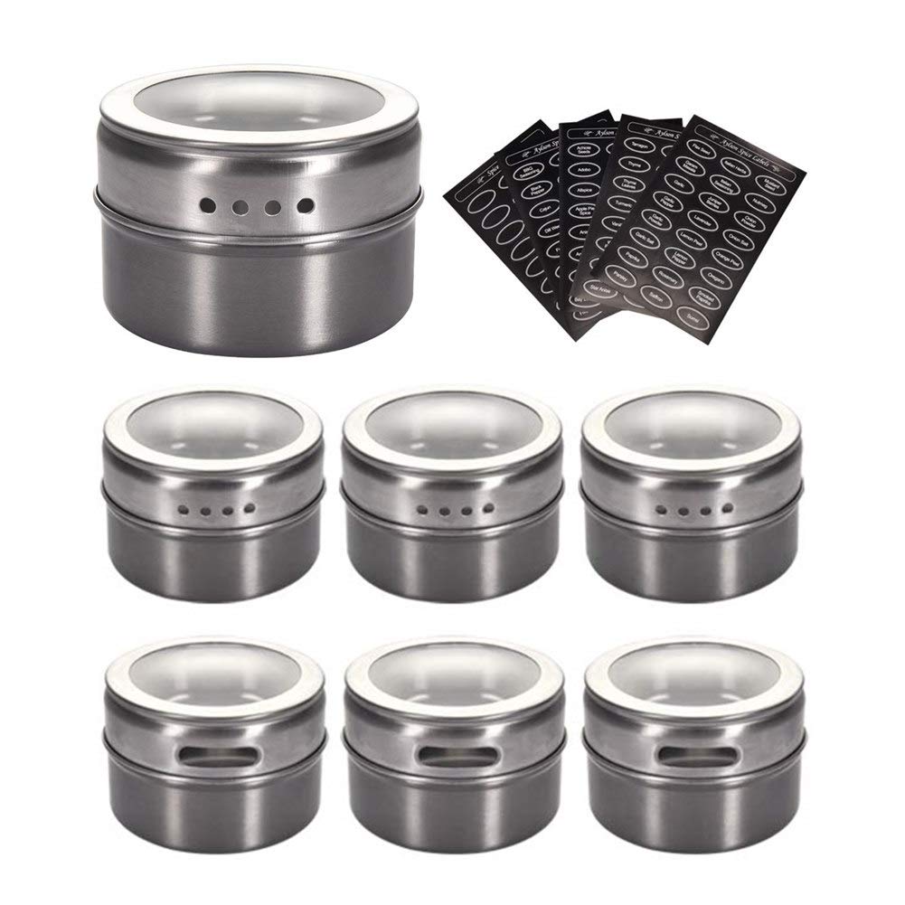 Magnetisches Gewürzdosen-Set, 6 Stück, inkl. 120 Etiketten