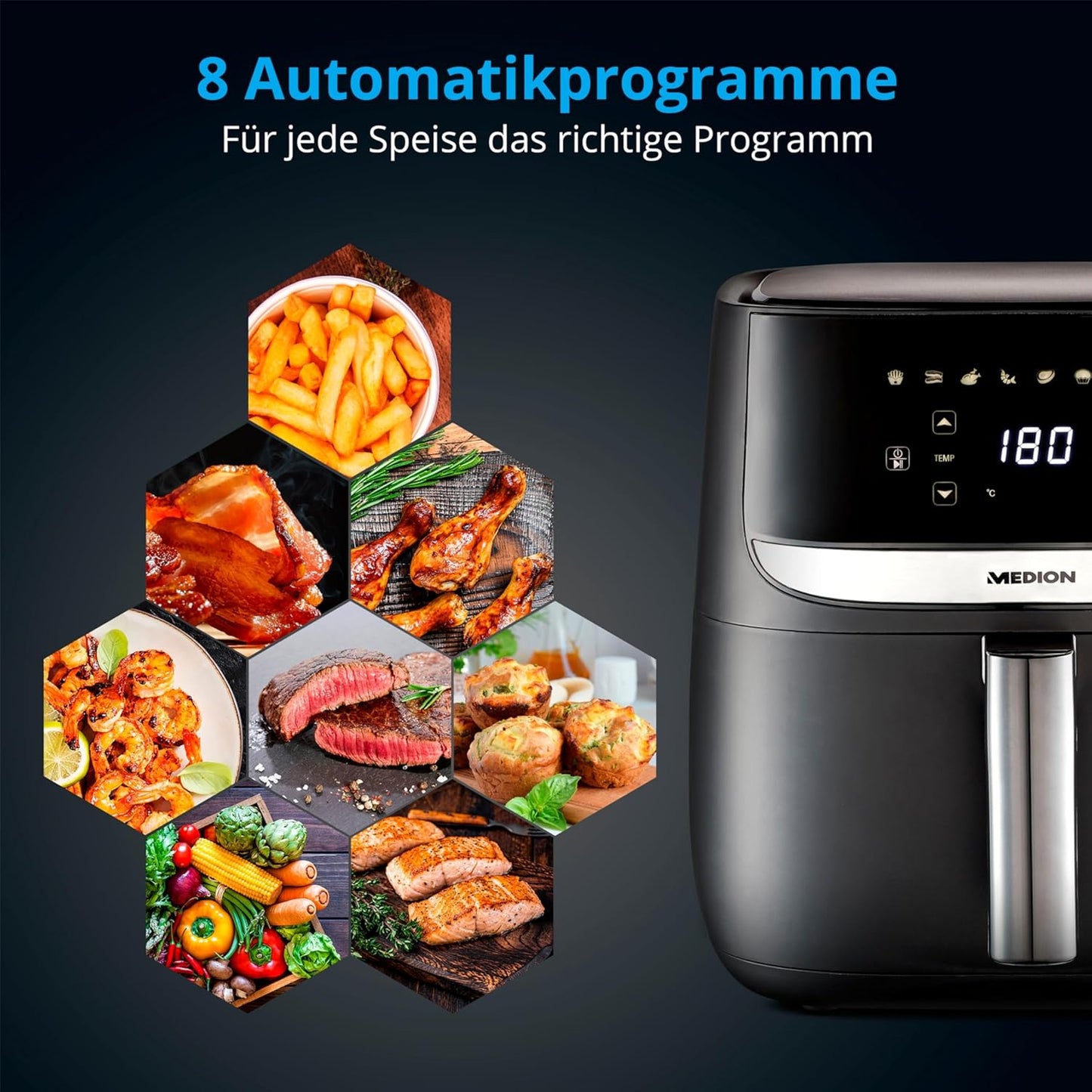 Heissluftfritteuse E50 XL, 5,7 Liter / Schwarz