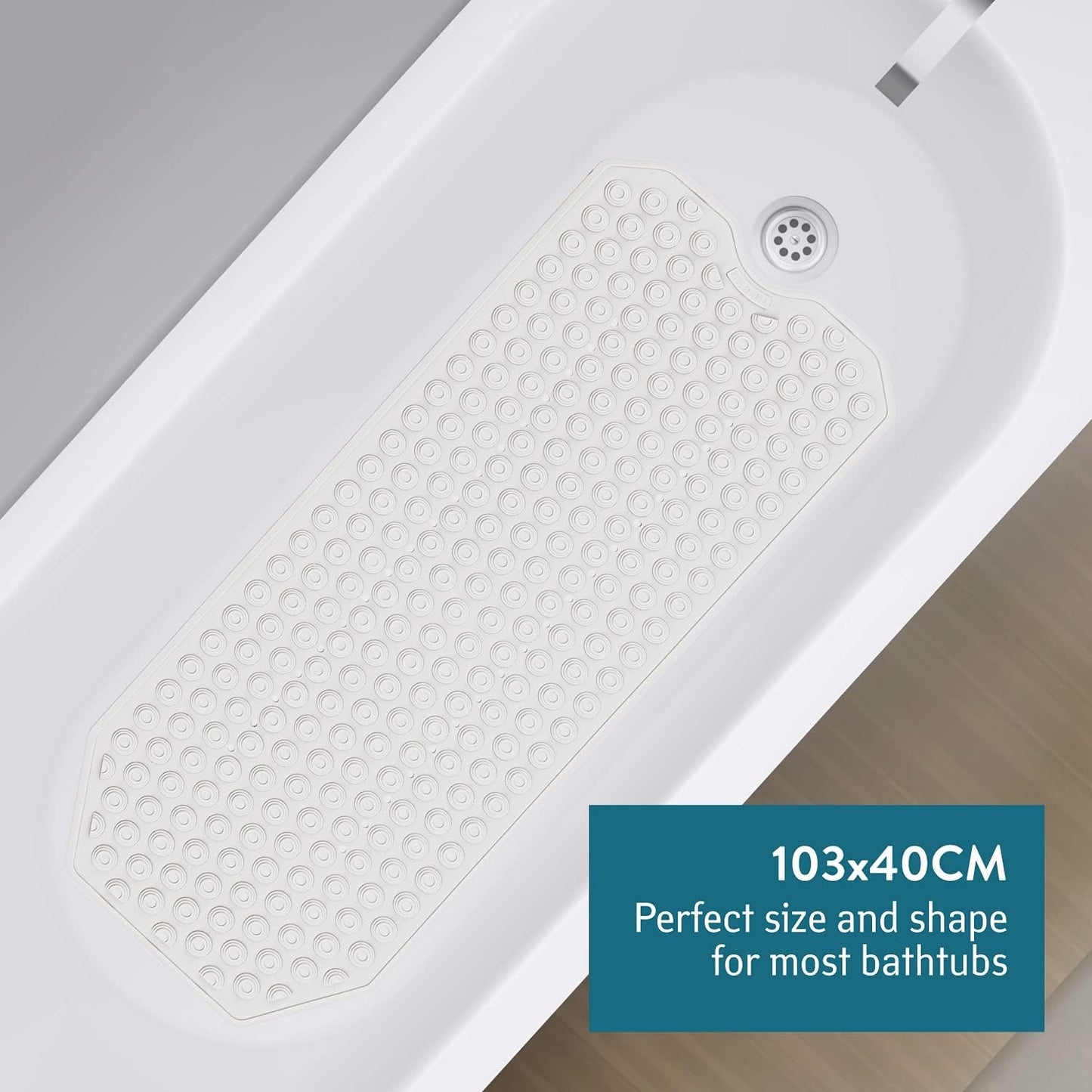 Antirutsch Badewanneneinlage 40x103cm, Weiß Secure