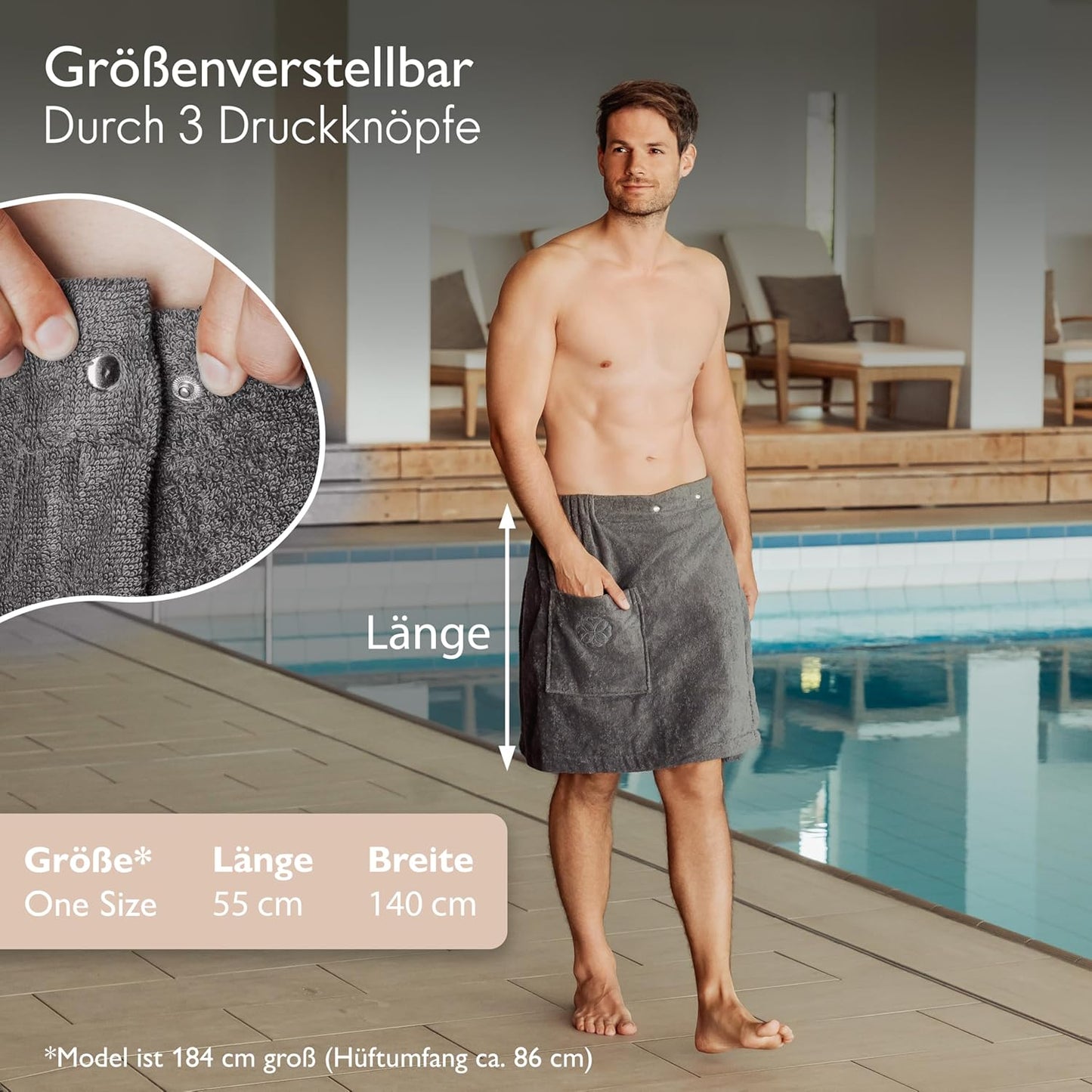 Premium Saunakilt Herren, Anthrazit