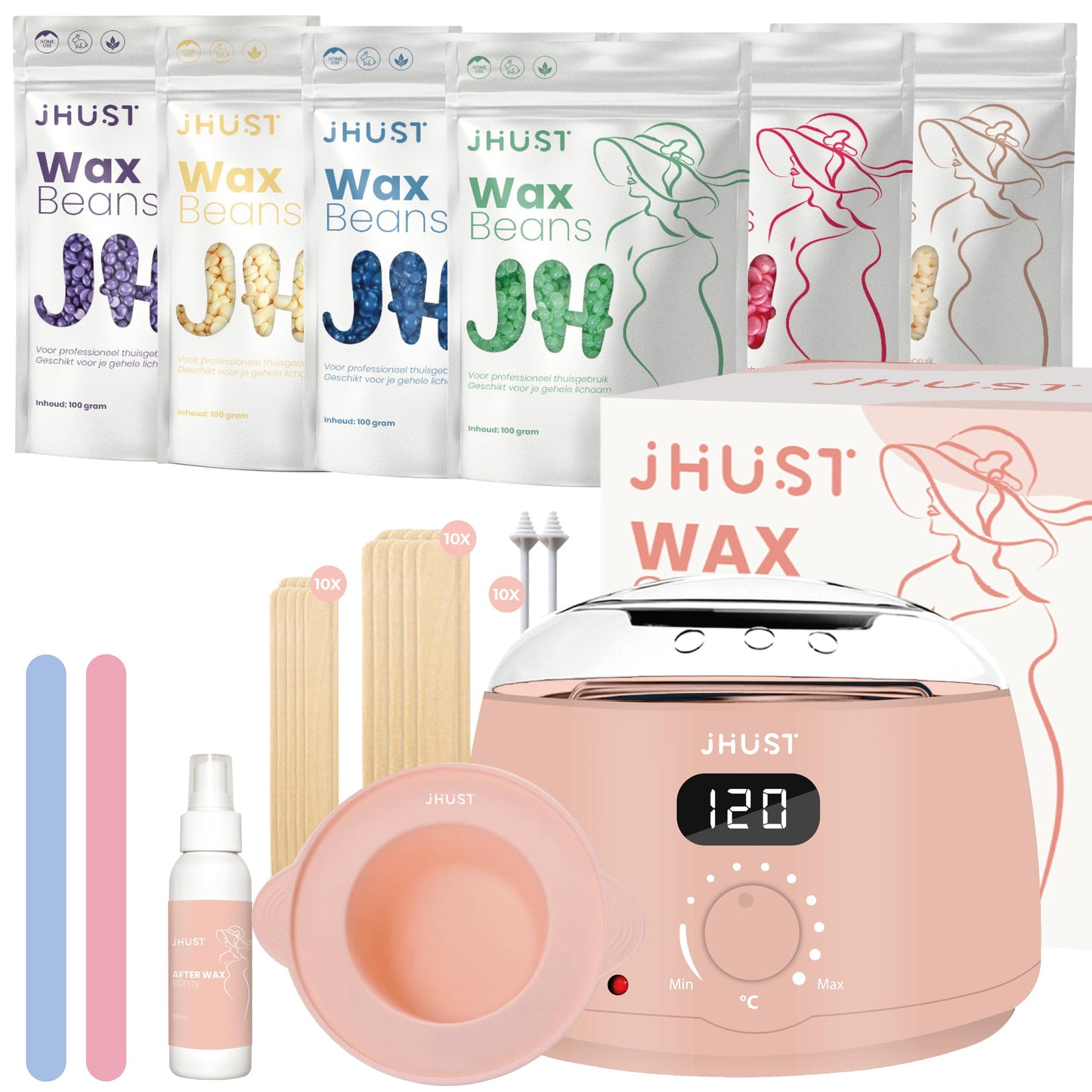 Wachswärmer-Set mit Wachsperlen und Zubehör, Rosa