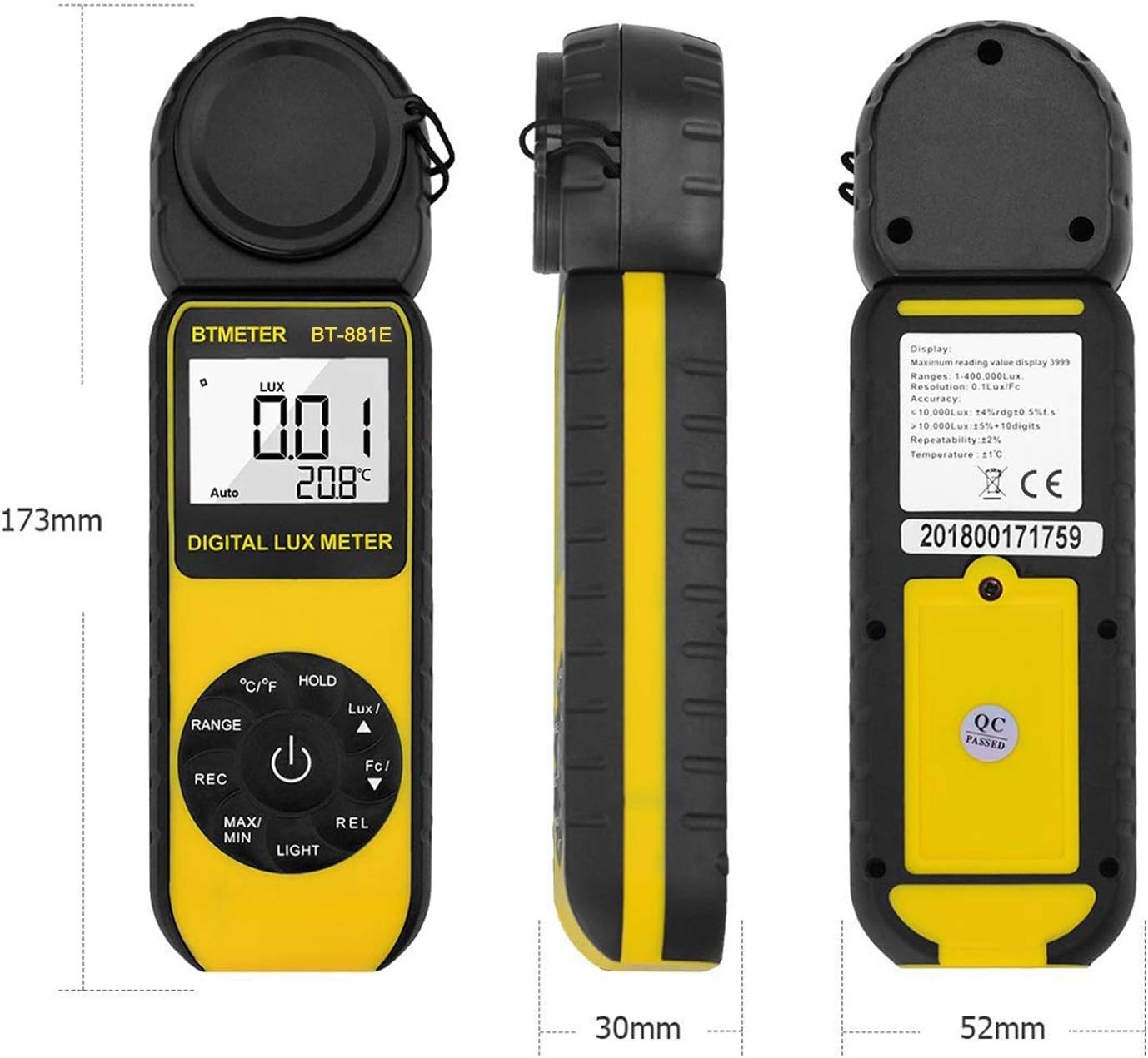Digitales Luxmeter BT-881E für Pflanzen & Aquarium, BT-881E (0.01~300,000 Lux)
