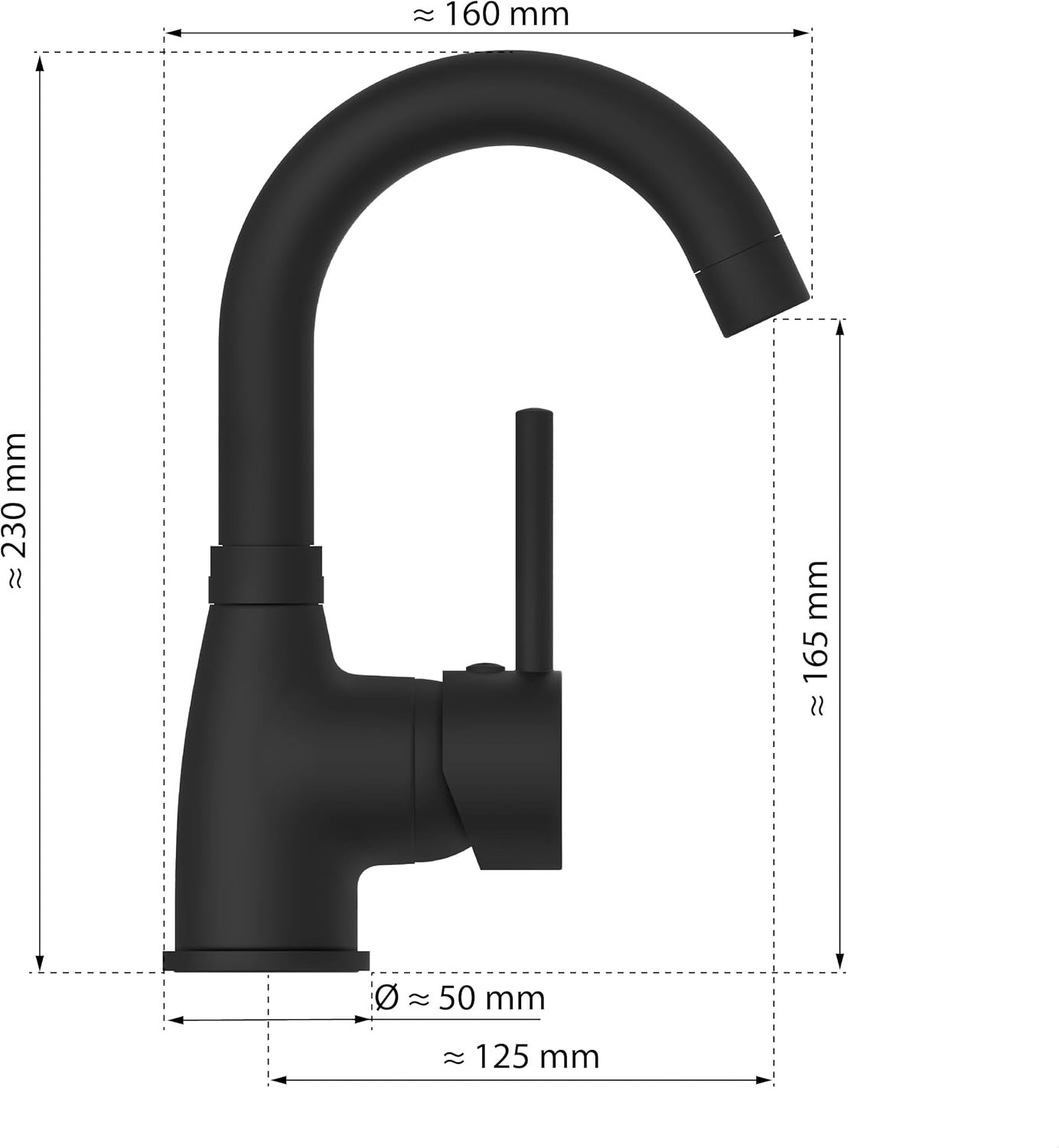 FUTURA Waschtischarmatur, Schwarz Hochdruck