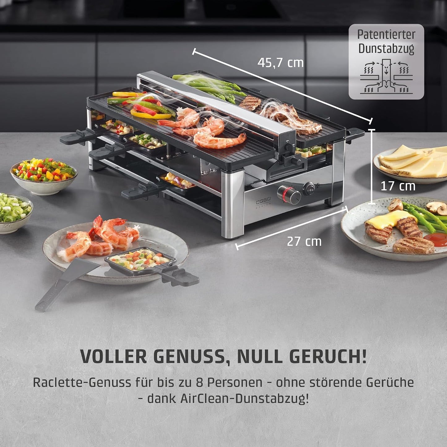 AirClean Raclettegrill mit Dunstabzug