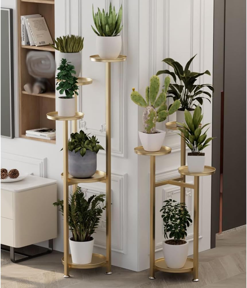 Pflanzenständer mit 4 Etagen, platzsparend, Gold-80cm Hoch