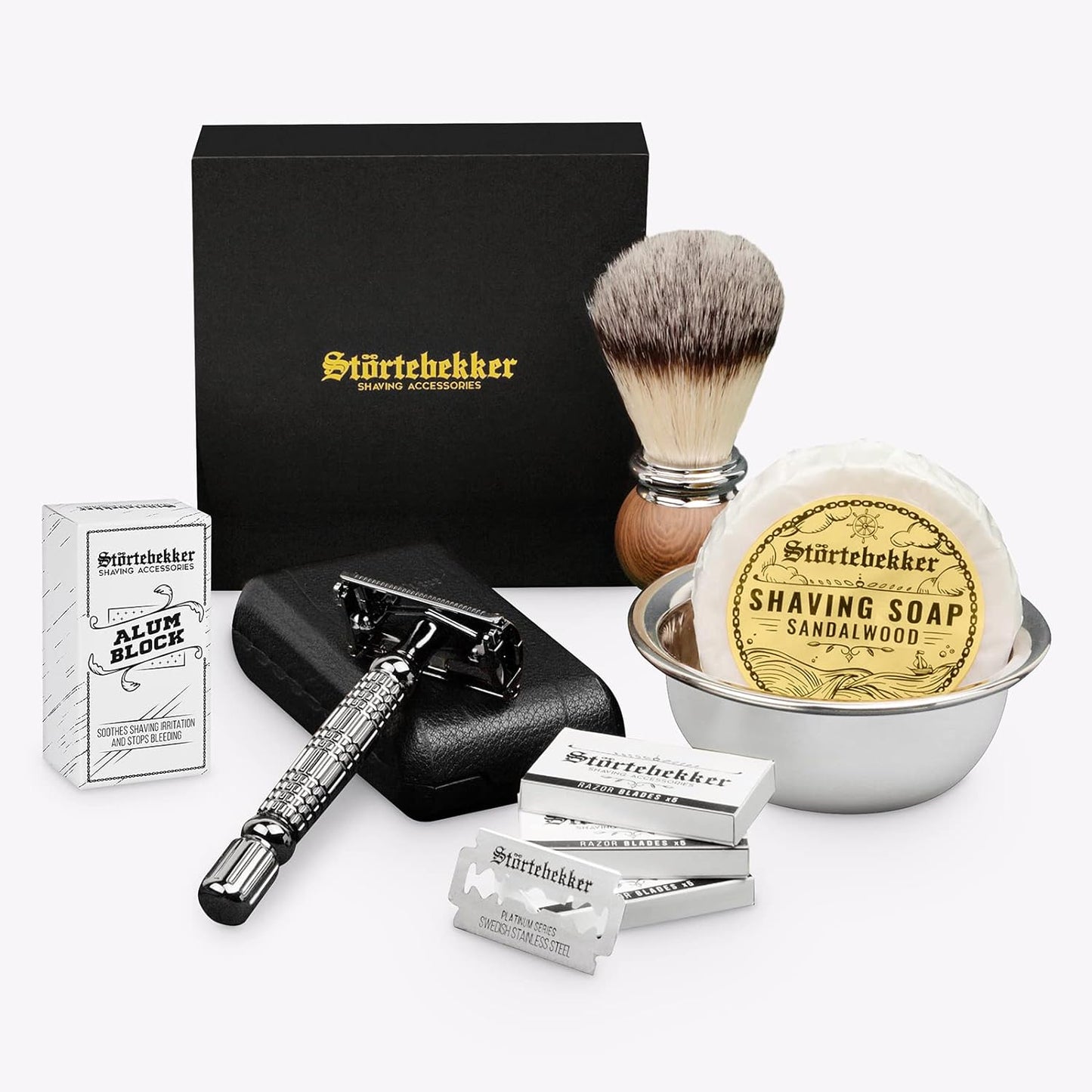 Premium Rasierhobel Set, Schwarz - Schwarz