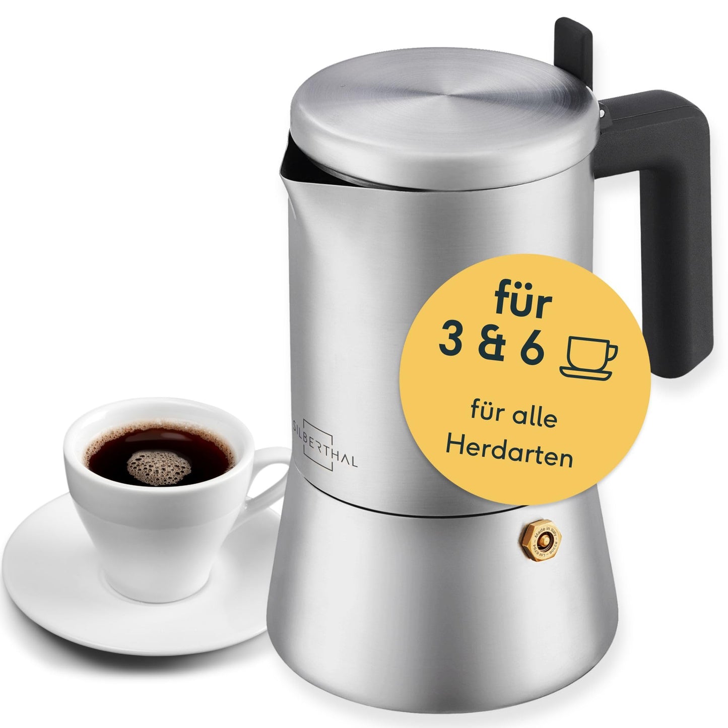 Espressokocher Induktionsgeeignet (300 ml, 6 Tassen), Espressokocher 300 ml