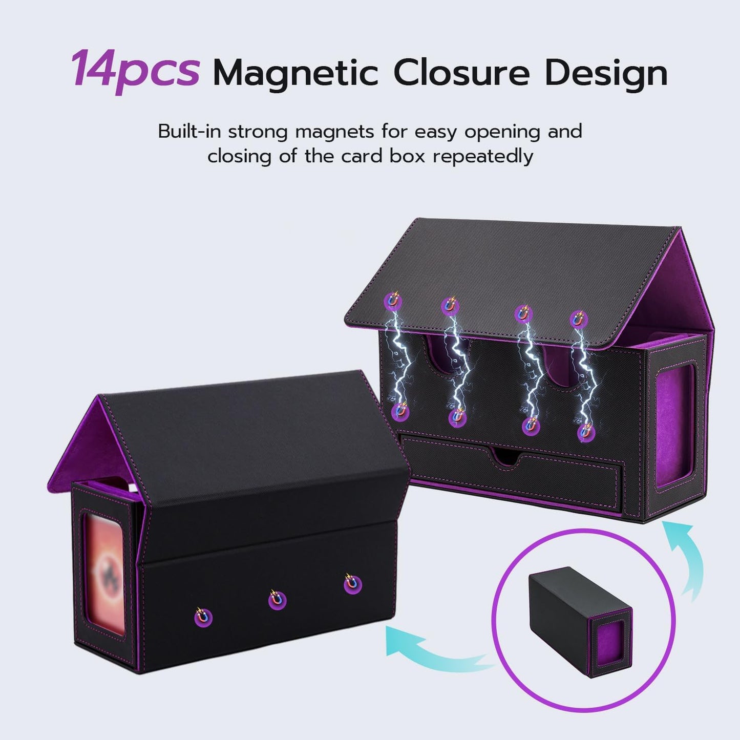 Kartendeckbox mit Schaufenster und Würfelfach, Purple