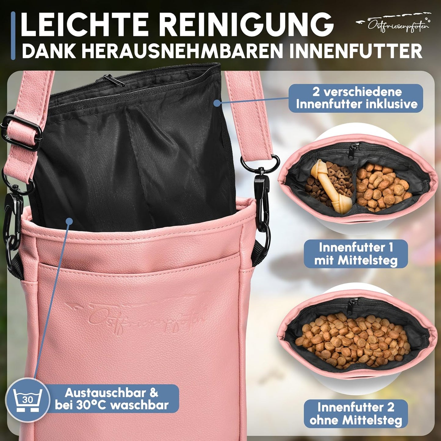 Leckerlibeutel Frieda mit Magnetverschluss, L Altrosa