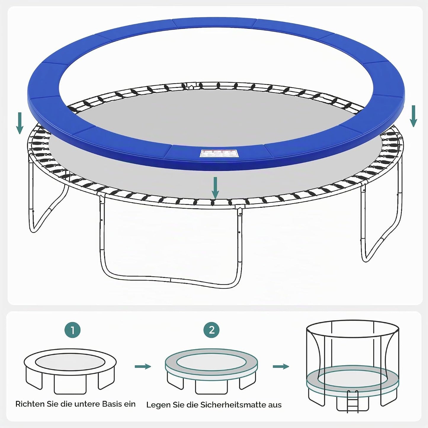 Trampolin-Randabdeckung, 427 cm, 427 cm Blau
