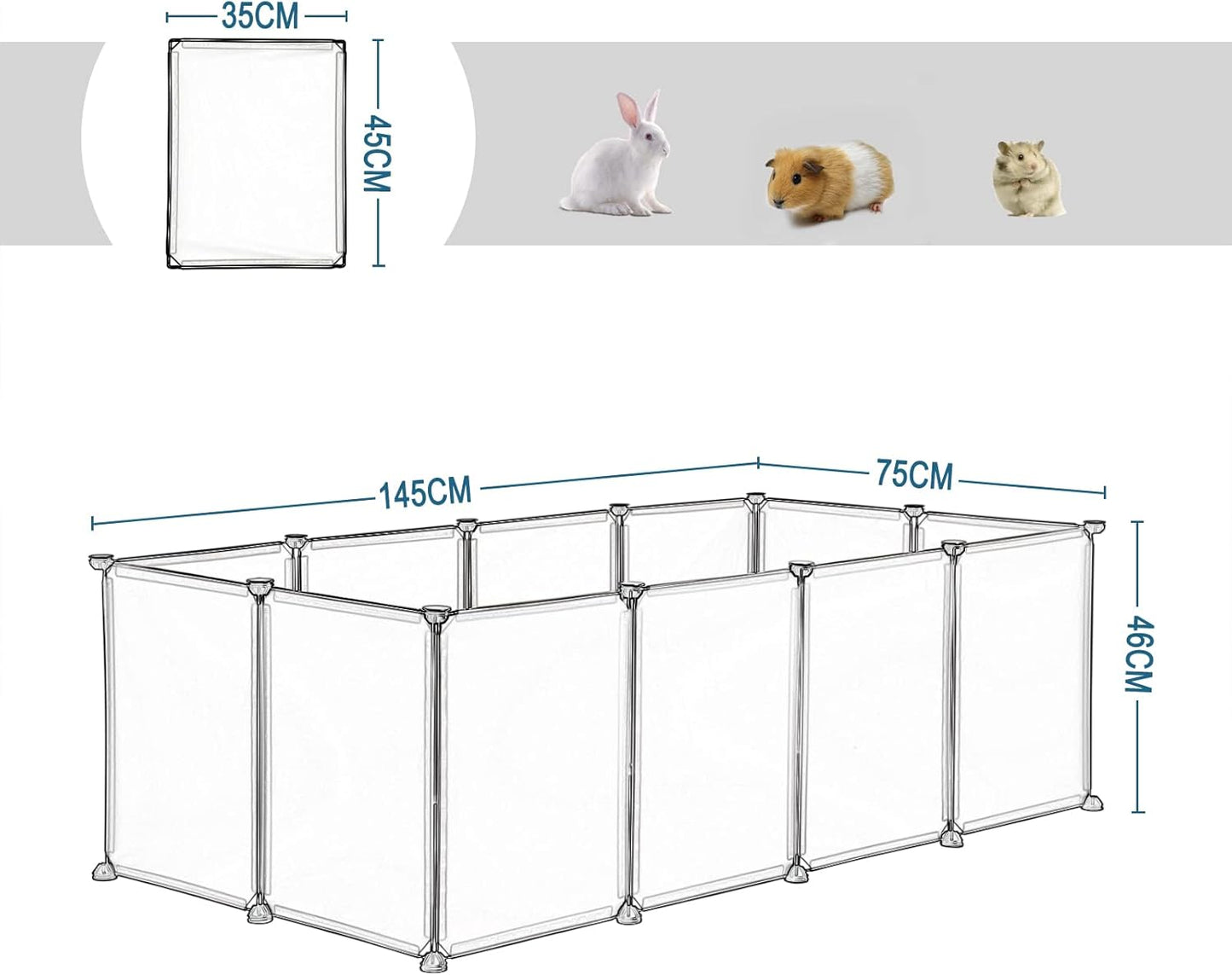 Freigehe für Kleintiere, Transparent Ohne Tür