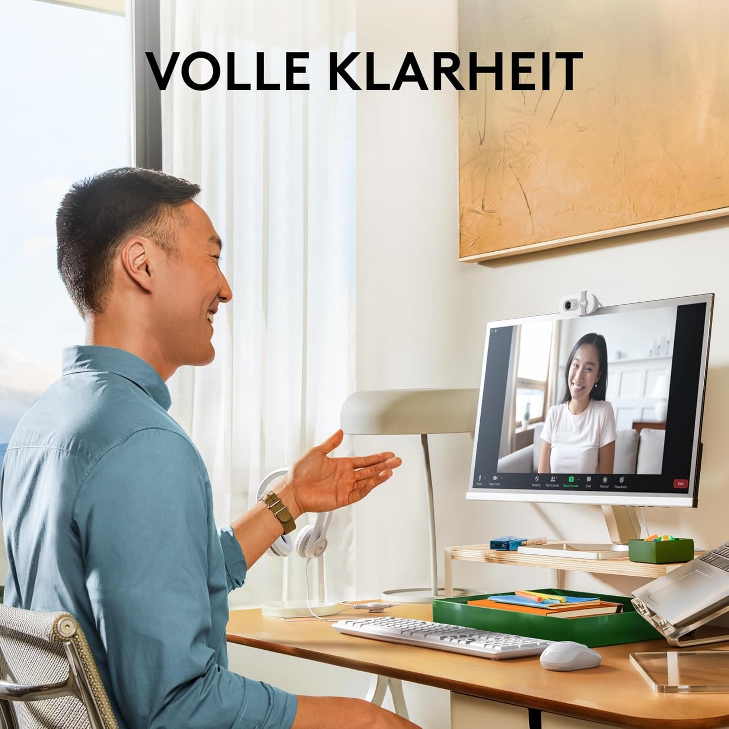 Brio 100 Full HD-Webcam mit Mikrofon und Abdeckblende, Weiß Brio 100
