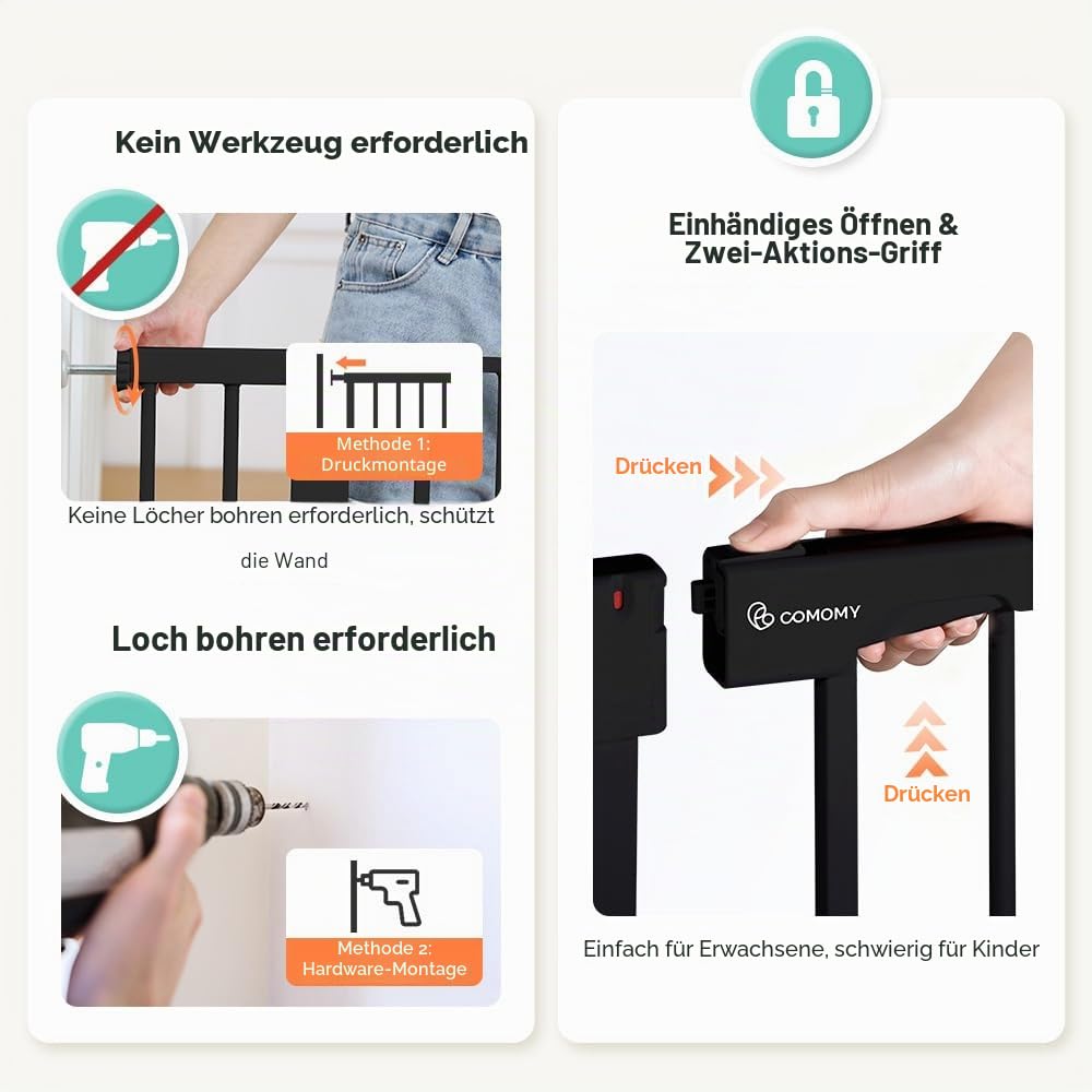 Absperrgitter für Kinder, 76cm Hoch x 110cm Breit Schwarz