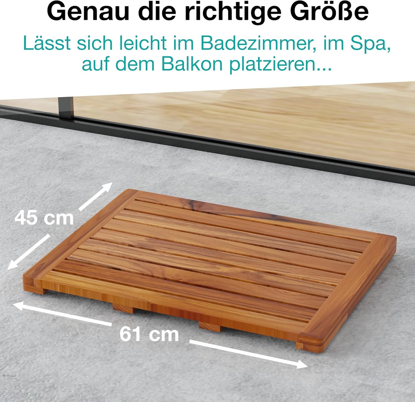 Teakholz Badematte, 61 x 45 cm, 61 X 45 Cm