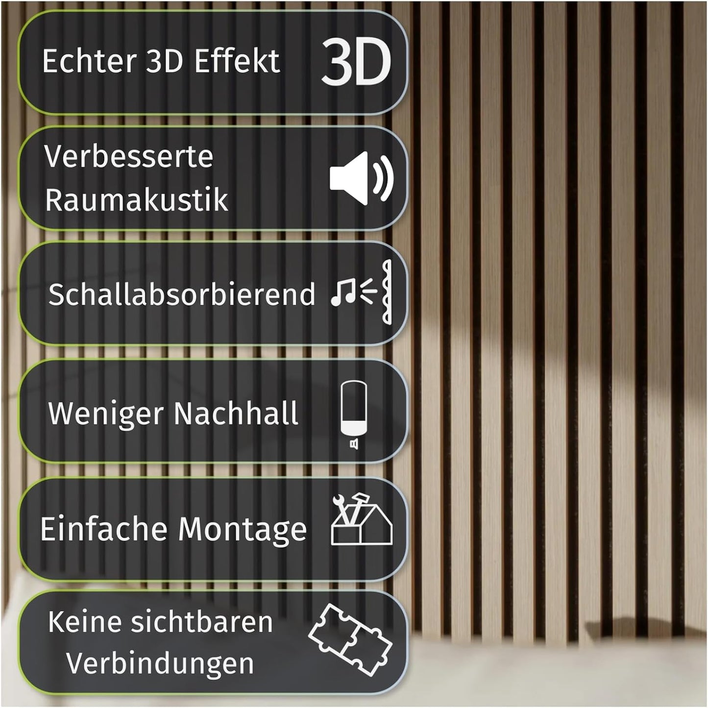 Akustik-Wandpaneele, 120 x 60 cm, 120x60x2,1 cm 3d Black Oak