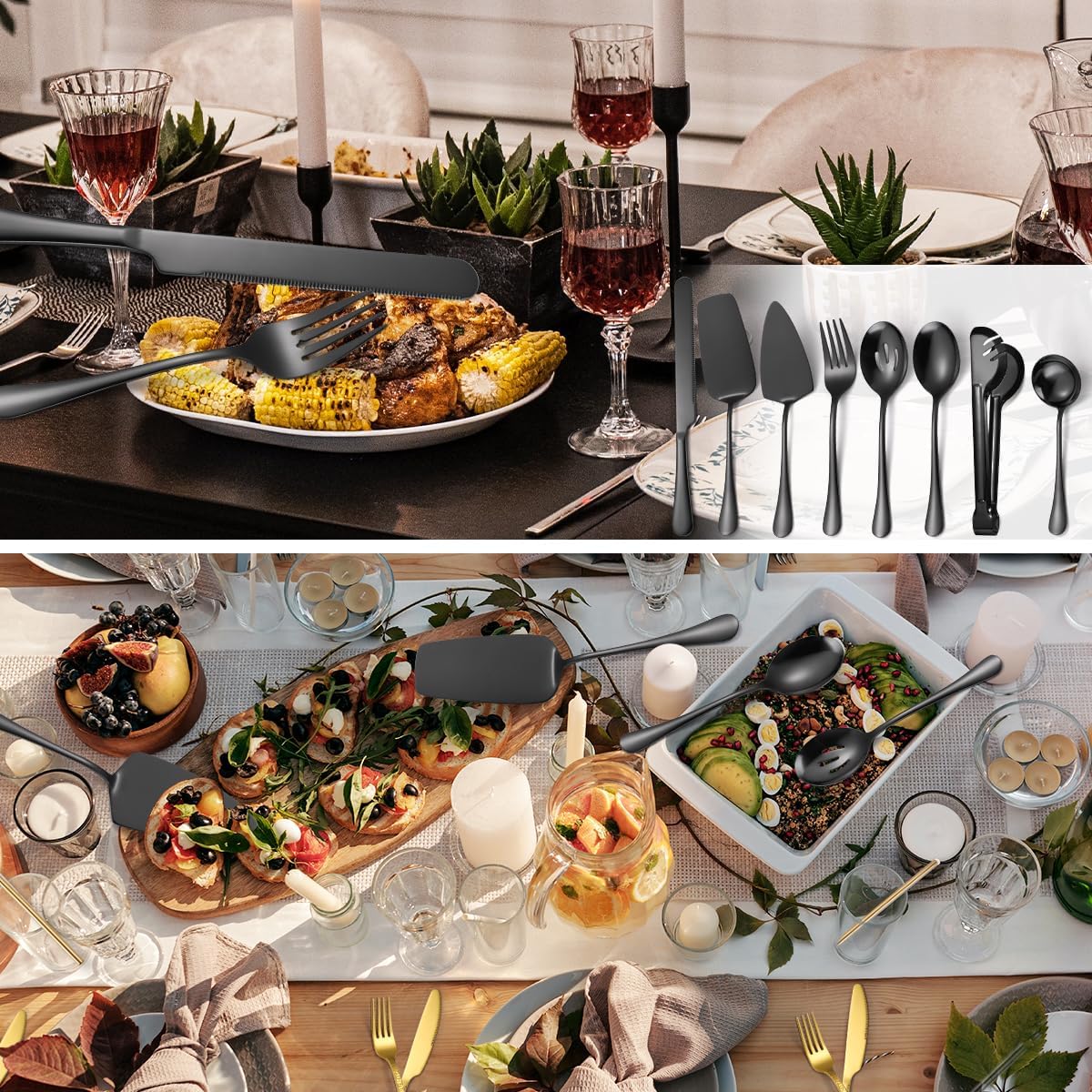 8-teiliges Servierbesteck-Set für Buffet, 8 Schwarz
