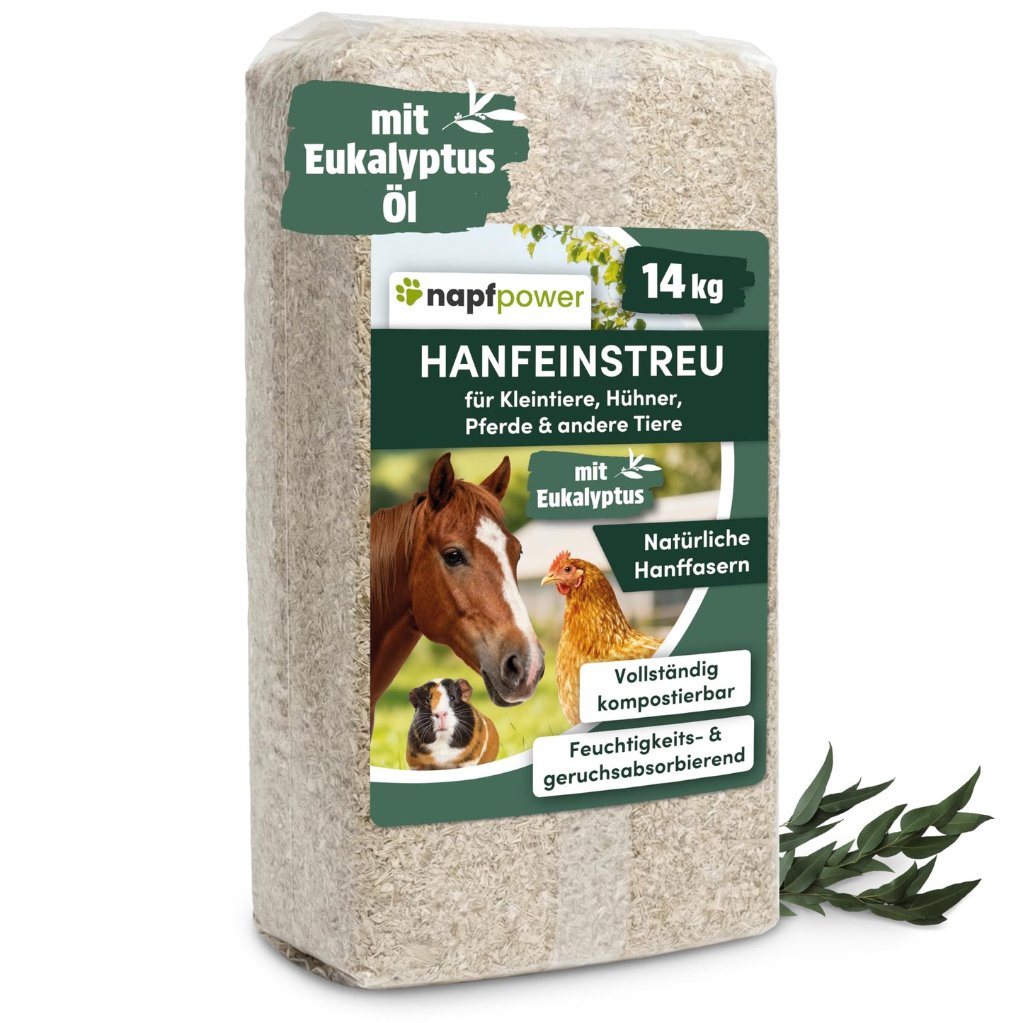 Hanf-Einstreu mit Eukalyptus, 14 kg