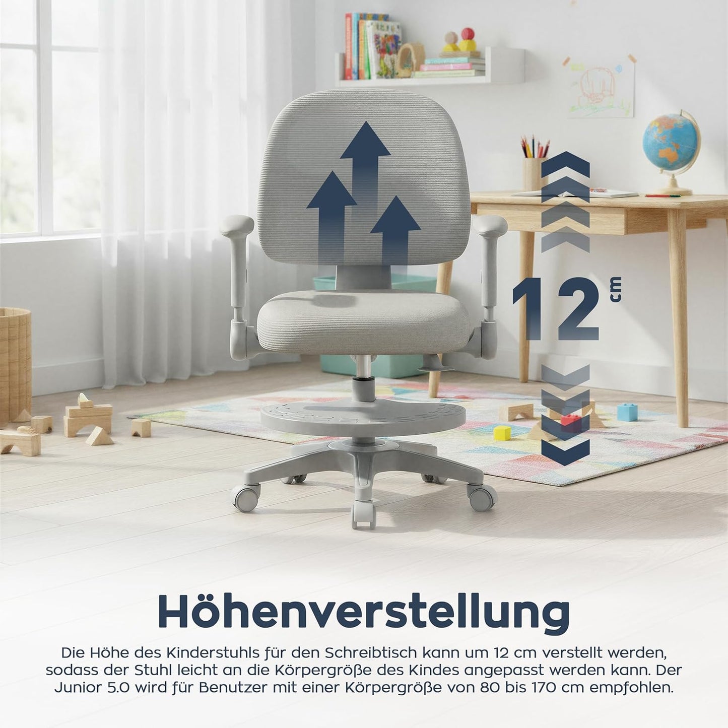 Junior 5.0 ergonomischer Kinder-Schreibtischstuhl, Junior 5.0 Grau