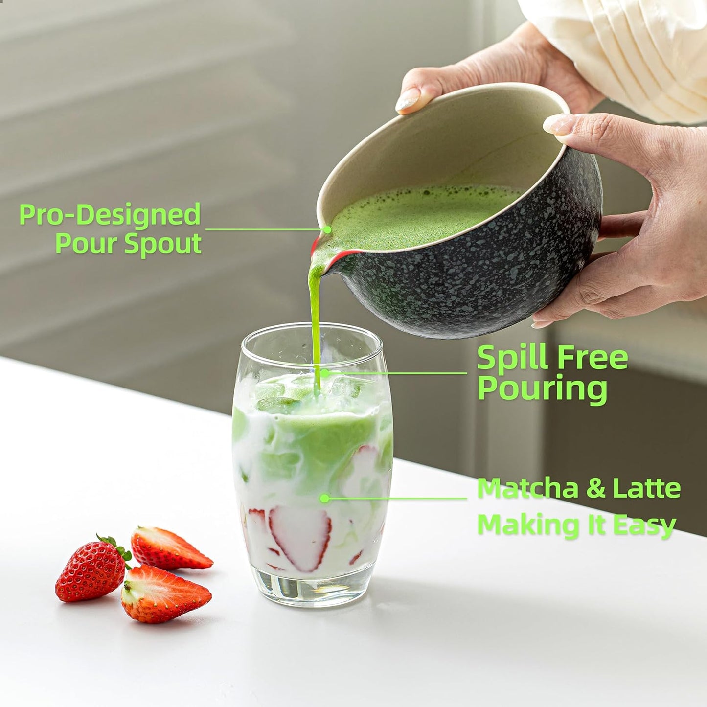 Matcha Tee Set mit Zubehör (12-teilig), Tragbares & Aufbewahrungsset Rocky-schwarz/Grau+++