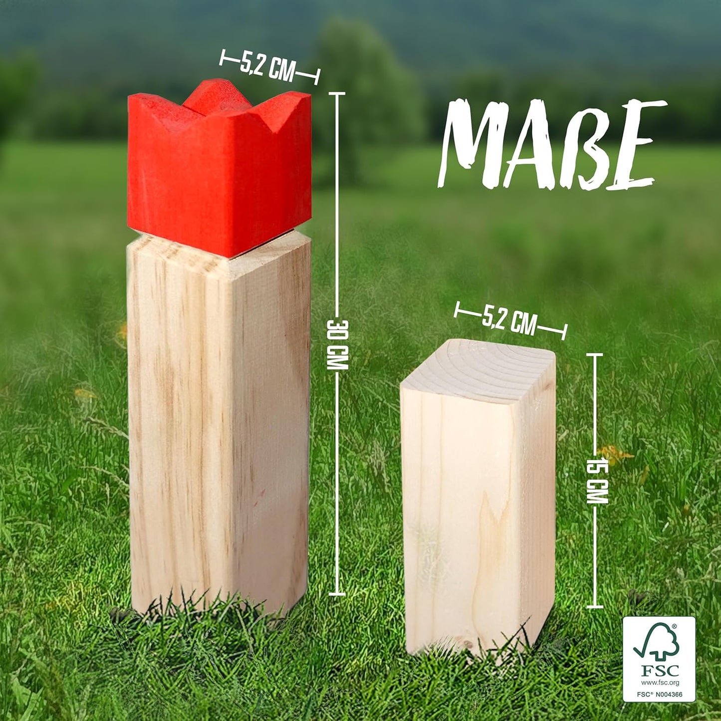 Kubb Wurfspiel, Kubb - 30 X 5,2 X 5,2 Cm König