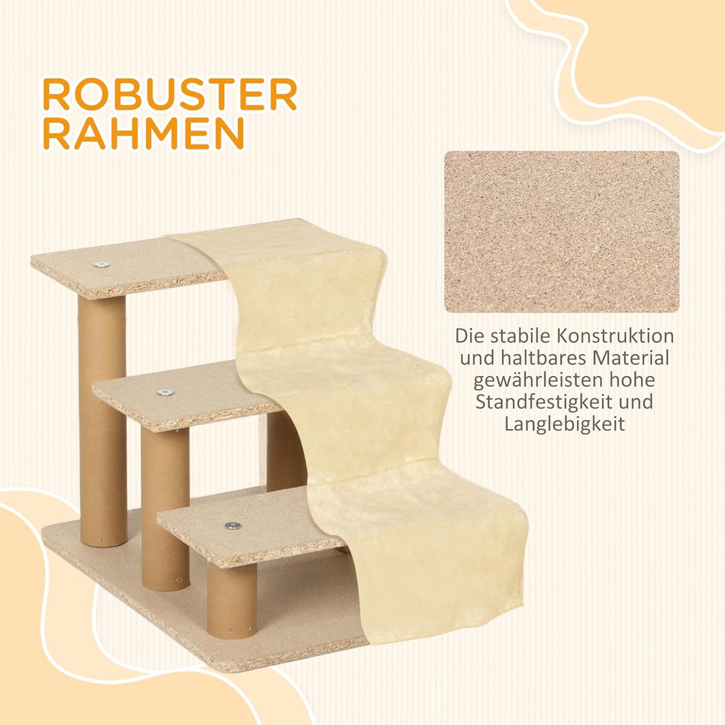 Haustiertreppe, Beige 46L x 35B x 35H cm
