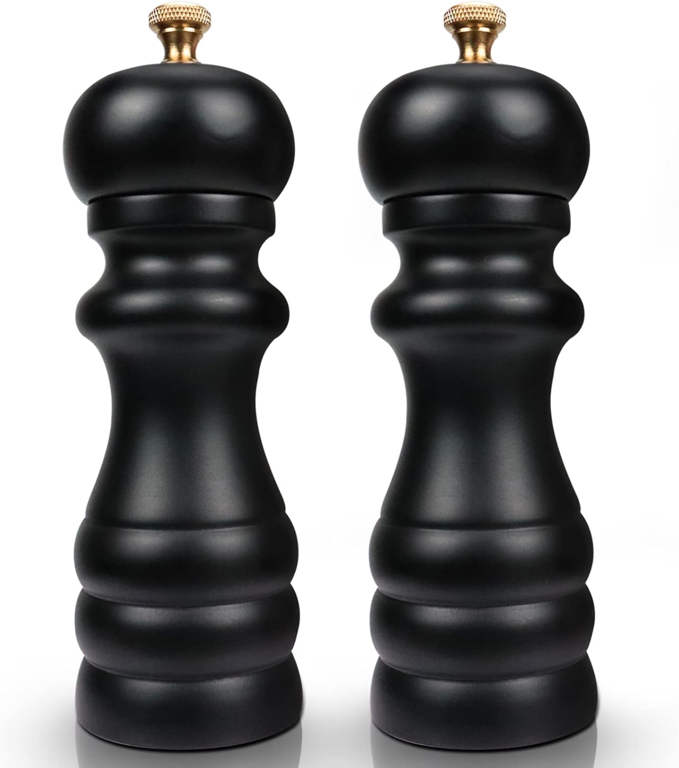 Salz und Pfeffermühlen-Set mit Keramikmahlwerk, Matte Schwarz
