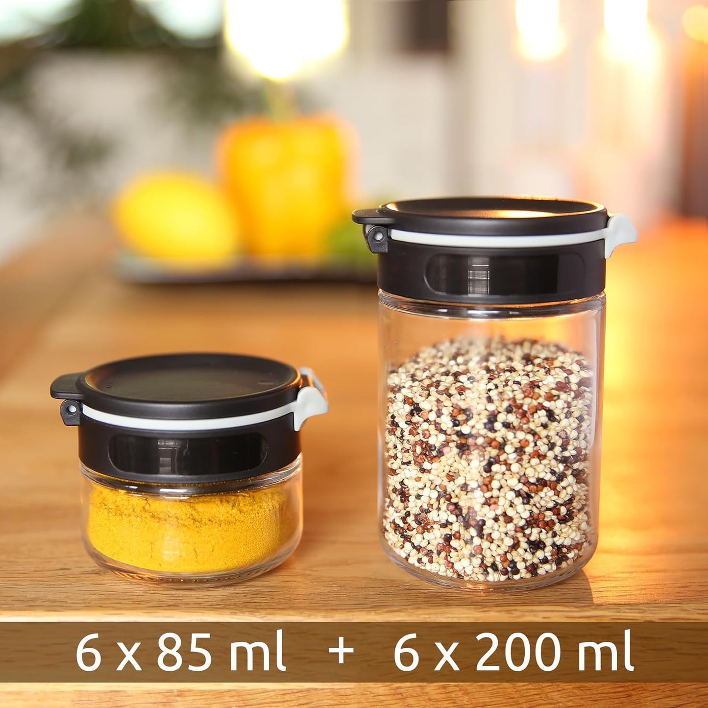 Gewürzstreuer Double-Flip Set, 12 Gläser + Karussell (6x 85ml 6x 200ml)