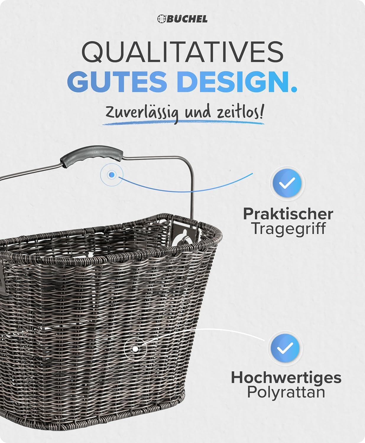 Fahrradkorb mit Schnellklick-Halterung, grau