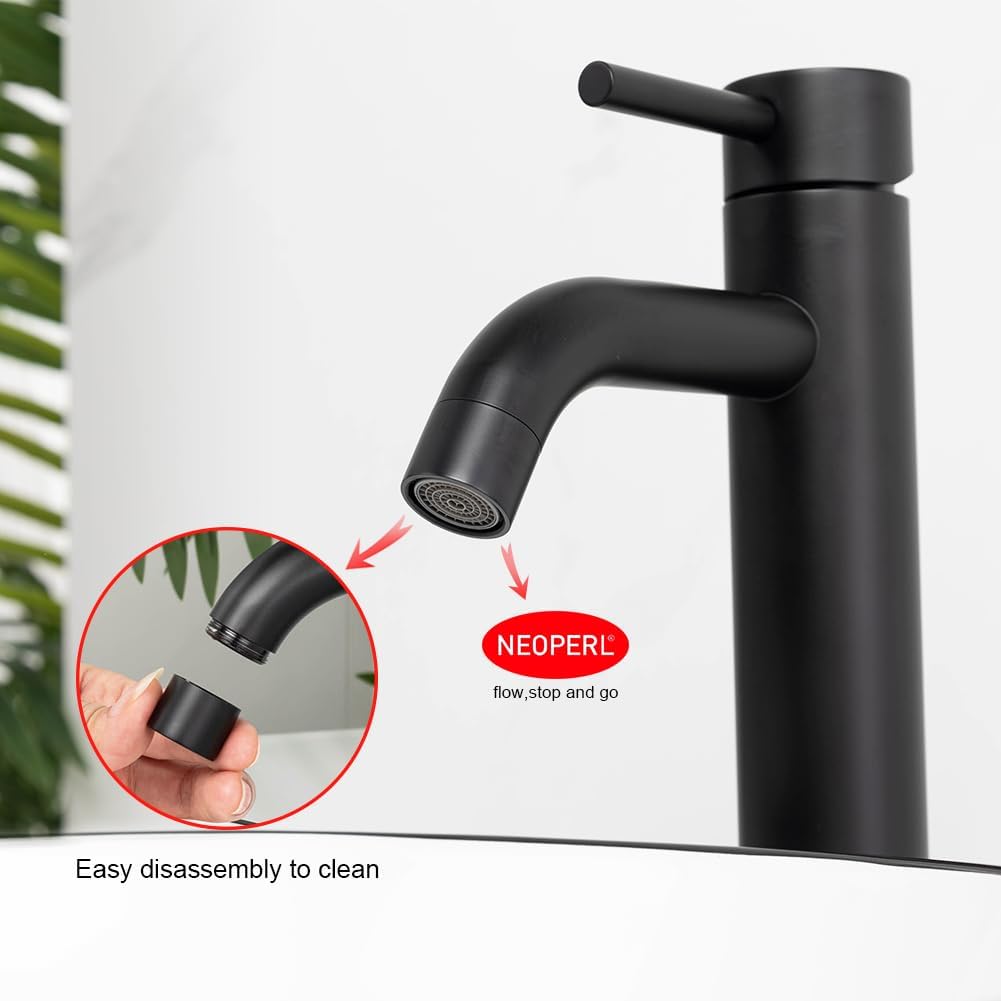 Wassersparende Armatur für Waschbecken, Schwarz