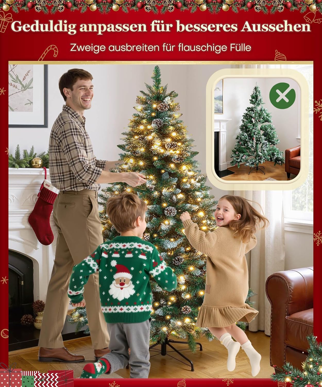 Künstlicher Weihnachtsbaum mit LED-Beleuchtung, 210 cm, 210 cm