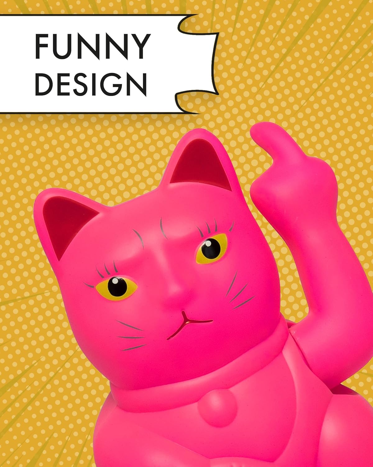 Winkekatze mit Mittelfinger, Neon Pink