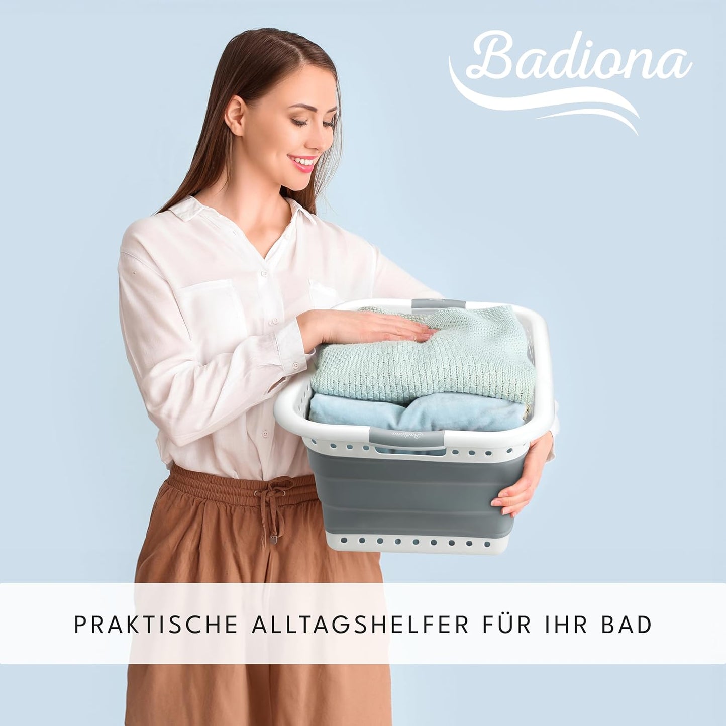 2er-Set Faltbarer Wäschekorb, Grau
