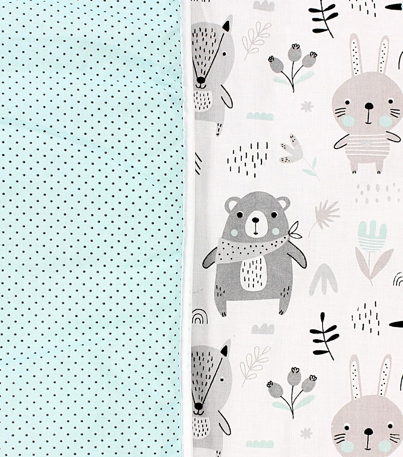 XXL Krabbeldecke Bären & Füchse 120x120 cm, Bären / Füchse / Mint