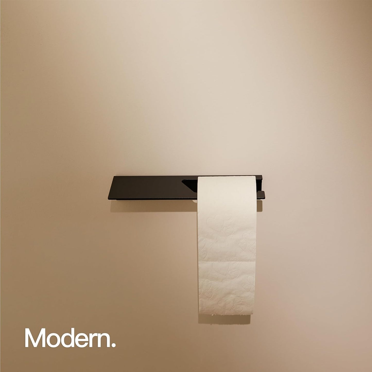 Toilettenpapierhalter zum Kleben mit Ablage, Mit Ablage Matt Schwarz