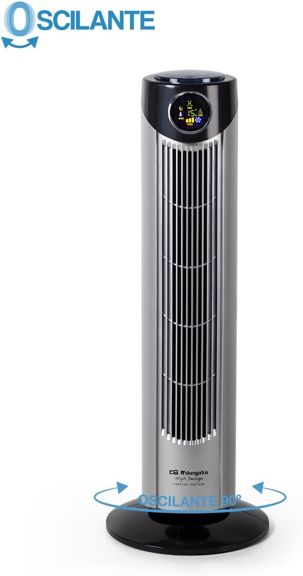 TWM 1010 Turmventilator mit Fernbedienung, Timer und Display, 89 cm.