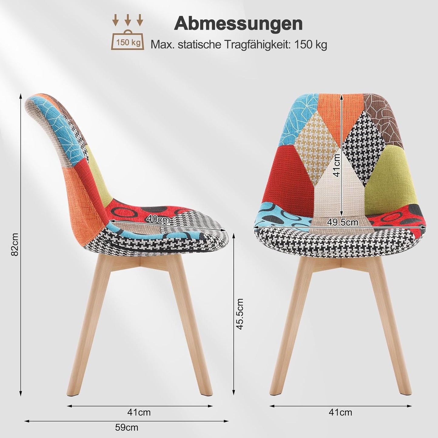 Esszimmerstühle im Patchwork-Design (8er Set), Mehrfarbig|8er set